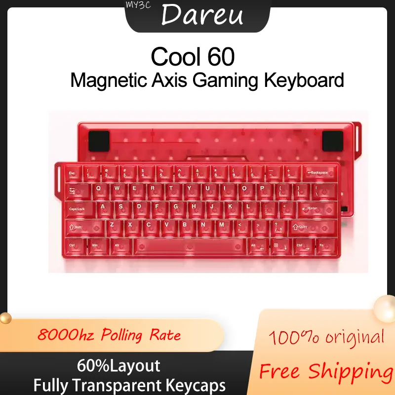 

Dareu Cool60 Magnetic Axis Gaming Keyboard, Wired Single-Mode, Fully Transparent Keycaps Rt High Performance 0.01 Precision