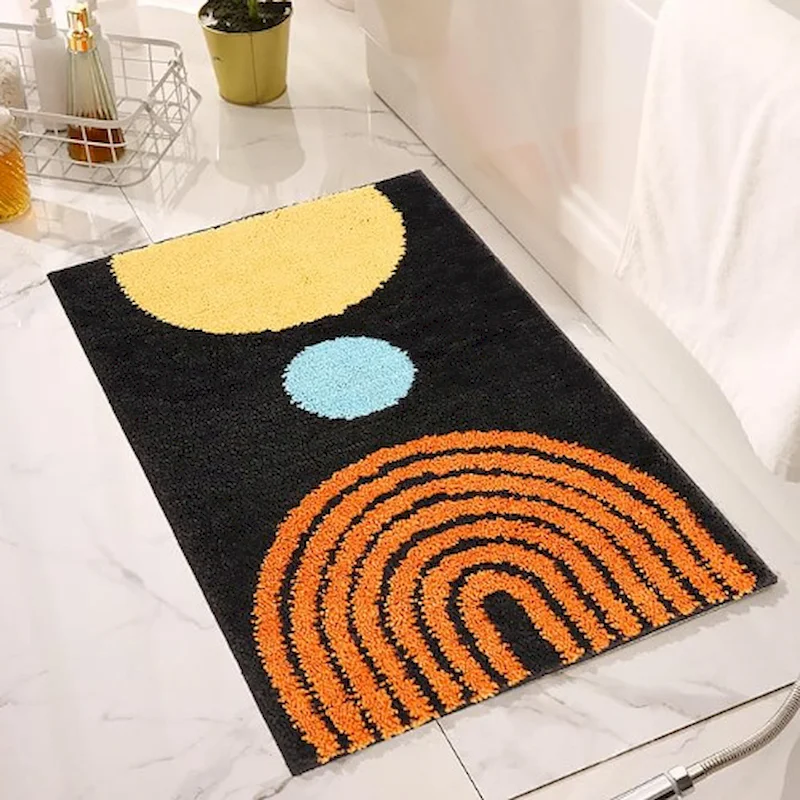 VIKAMA Bohemian Abstract Line Bath Mat Geometric Modern Pattern Soft Water Absorbing Anti Slip Bathroom Carpet Home Decoration