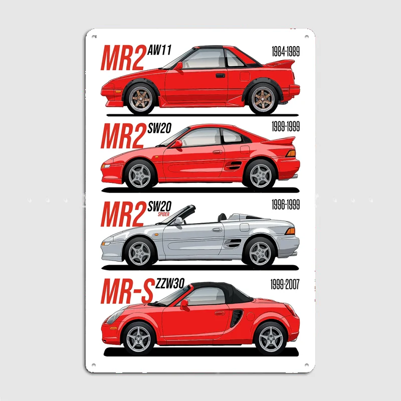 MR2 Evolution Classic Car Metal Poster Sign Bar Garage Club Custom Pub Bedroom Indoor Wall Decor Tin Room Decor Home Decor