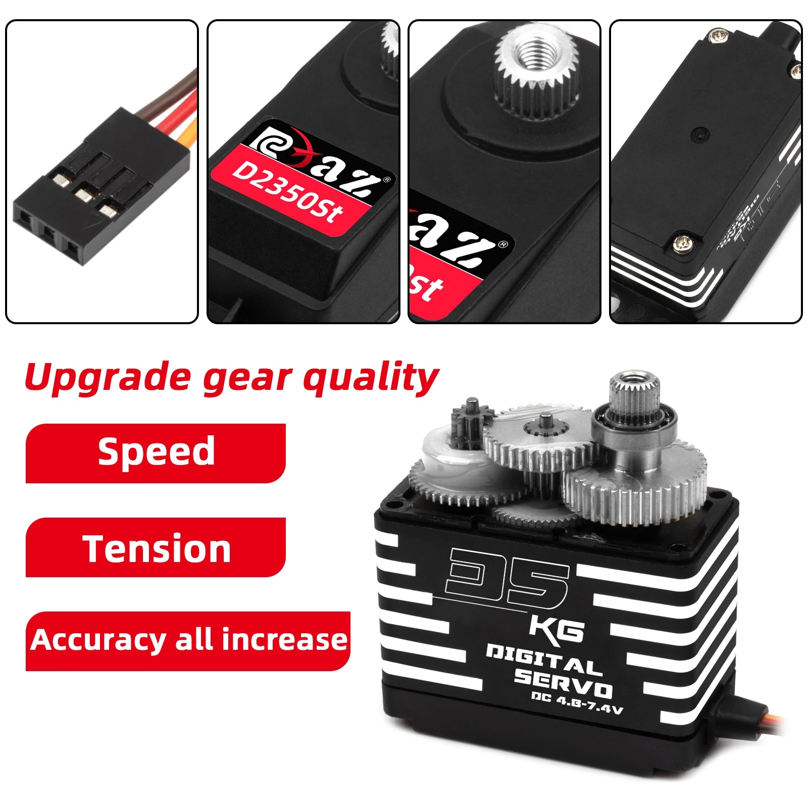 Rcaz Hochdrehmoment Digital Servo 20KG 25KG 30KG 35KG Metallgetriebe Wasserdichter Servo DC 4.8-7.4V für 1/8 1/10 RC Crawler Auto Roboter Boot – Detail 11