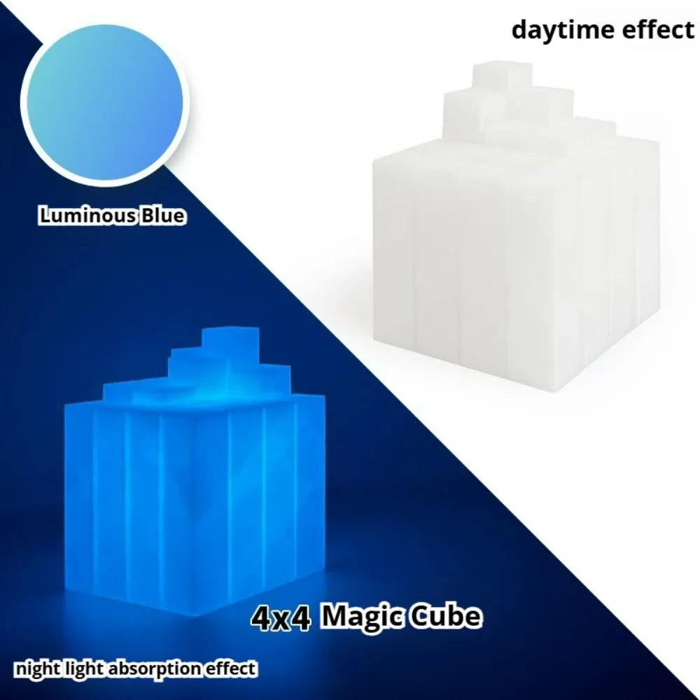3D Print Magic Cube 4x4 Colorful Magic Cube Stress Relief Toy Fun Fidget Toys for Child Adult Glow in the Dark Desktop Ornament