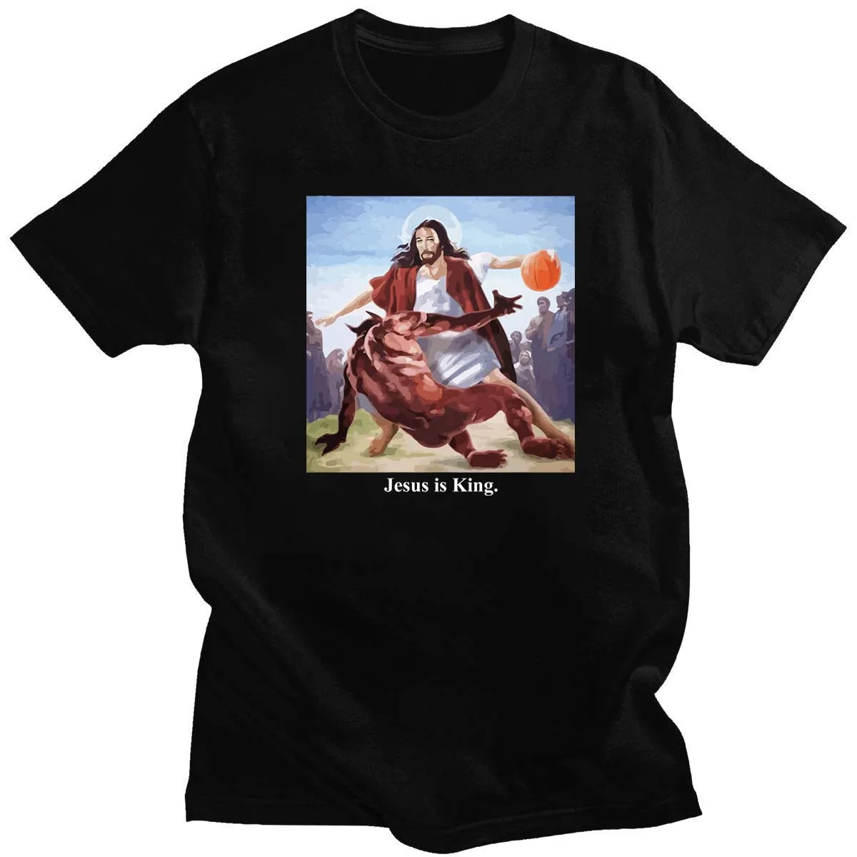 Funny Jesus Play Basketball T-shirt Christian Faith Tee Women Men Religion Tops Religious Easter Roupas Ropa Hombre Masculinas