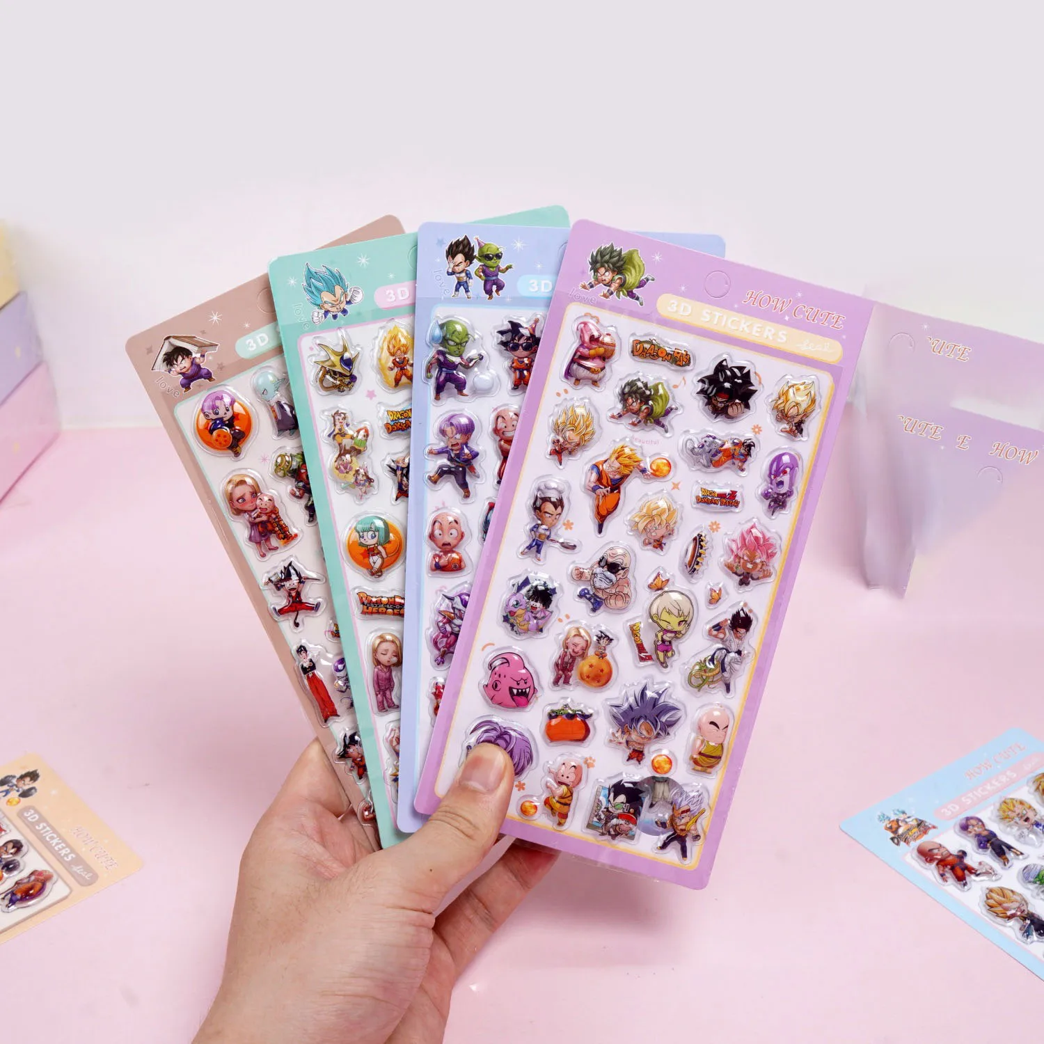 New Kawaii DRAGON BALL 3D laser embossed water drop sticker cartoon decorative sticker office stationery DIY
