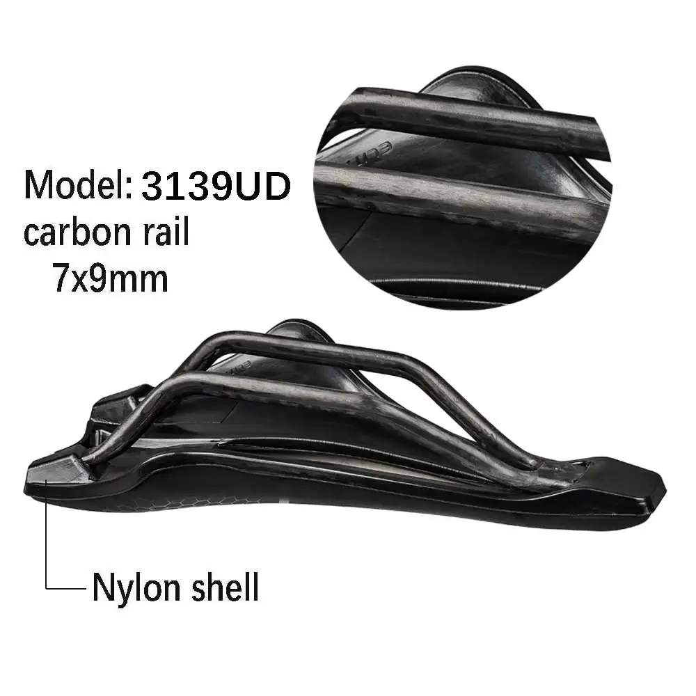 MTB/Road Bike Saddle 245x139mm UD Carbon Bare Carbon Rails Nylon bottom shell ultra-light 135g comfortable saddles