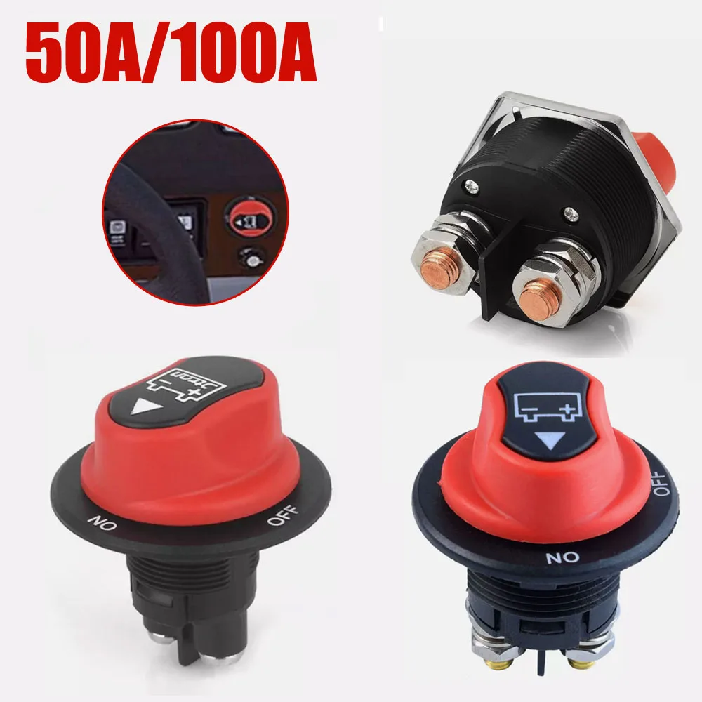 

Car Knob 12v 50A/100A Isolator Cut Off Circuit Breaker Parts Motorbike Car Battery Switch Battery Disconnect Switch Knob