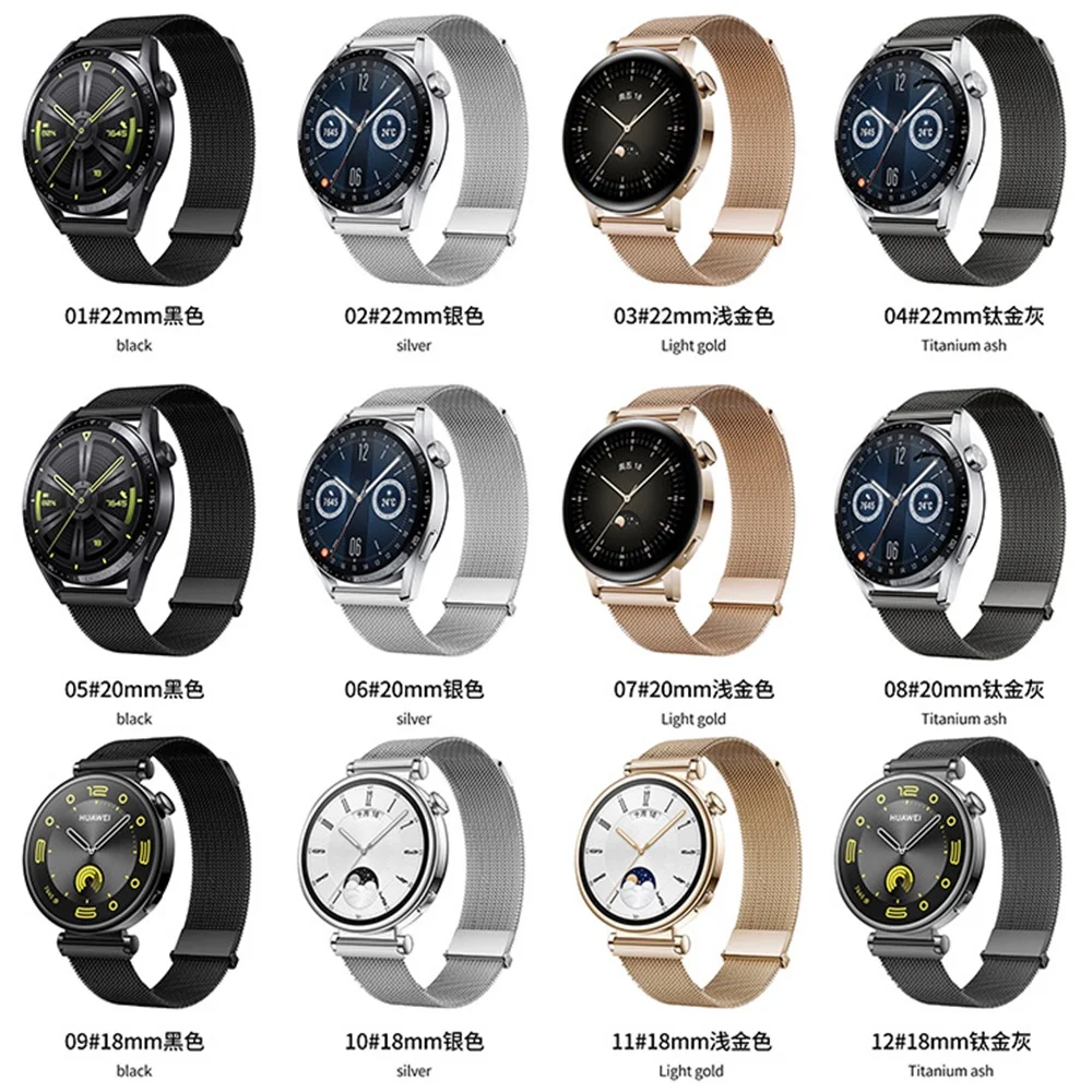 Original Huawei Milanes Strap for Huawei GT4 41MM 46MM Watch 4 Pro Stainless Steel 18MM 20MM 22MM Band Samsung Galaxy 6 Classic