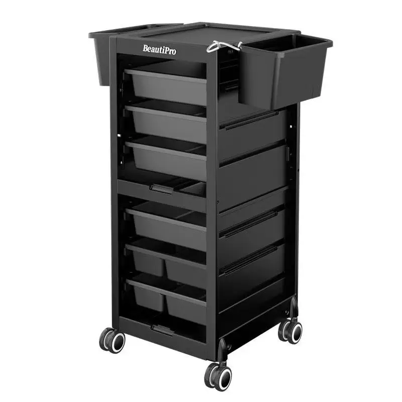 

Профессиональная современная тележка для хранения инструментов в салоне красоты с колесами, вращающимися на 360 градусов, из полипропилена, прочная, для салонов красоты