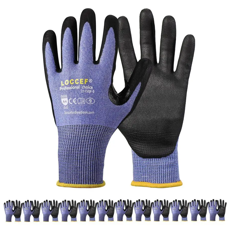 3 Pairs Safety Work Gloves,Touchscreen Compatible, Superior Dexterity,Level 5 A4 Cut Resistant Work Gloves