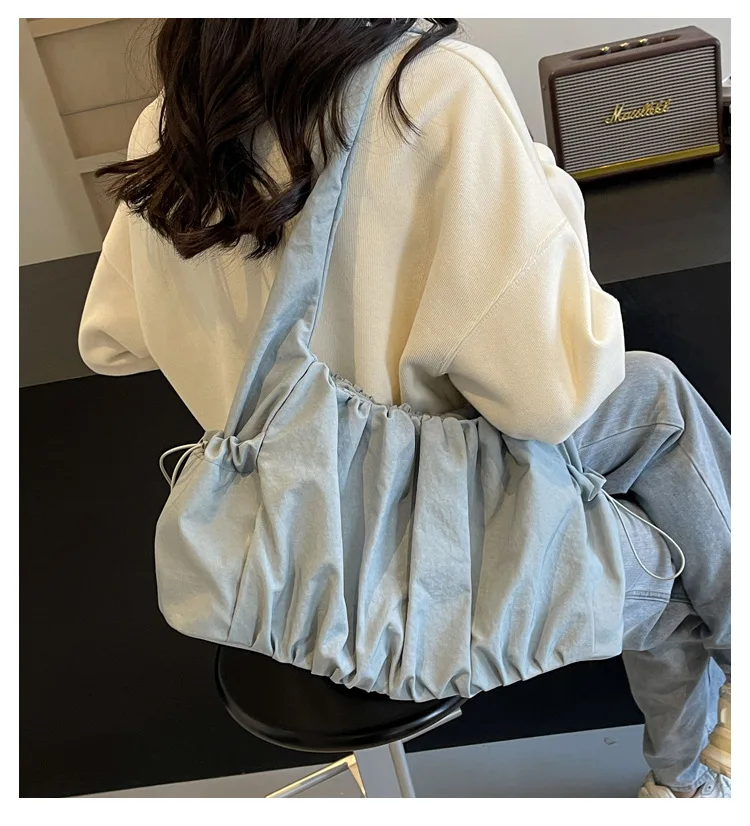 Nylon Cloth Bag Women Tote Bag Large Capacity Summer 2024 New All-Match Ins One-Shoulder College Student Class Bag Lady Handbag