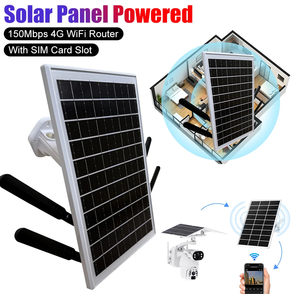

150Mbps 4G LTE Modem Wireless 4G WiFi Router IP66 Waterproof 15W Solar Panel Powered Wifi Routers With SIM Card Slot For Outdoor