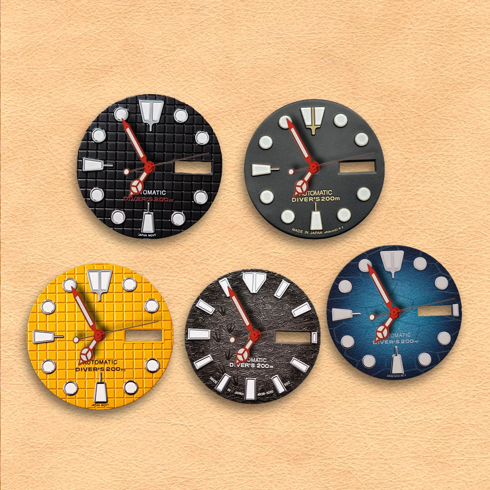 28.5mm S Dial SK007 diver's automatic dial No Hands  Fit NH36 Movement C3 Green Luminous Watch Modification Accessories