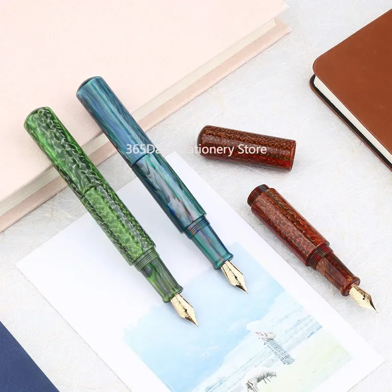 Mini stylo plume portable Majohn Wancai en résine, stylo à encre courte Palm, Iridium vert et blanc, plume F, 0.5mm, coffret cadeau de bureau d'écriture