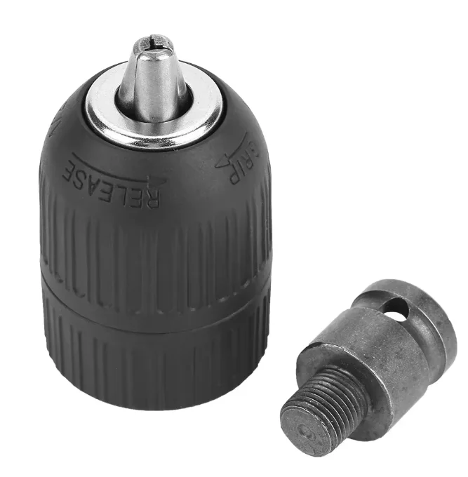10mm/13mm Keyless Drill Chuck Hex Shank SDS-Plus Square Quick Grip Adapter for Drill Bit Screwdriver Sockets 1/2in 3/8in