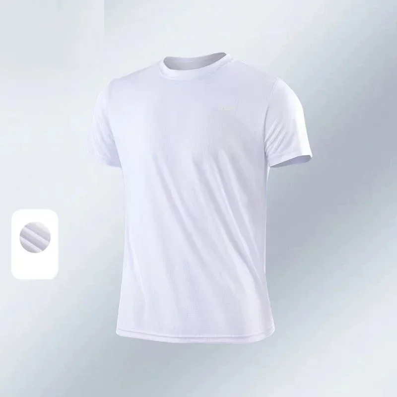 Summer Men t Shirt Soild o-Neck Tops Short Sleeve White Tee Shirts Casual t-Shirt Quick Dry Running Gym t-Shirts Man Streetwear