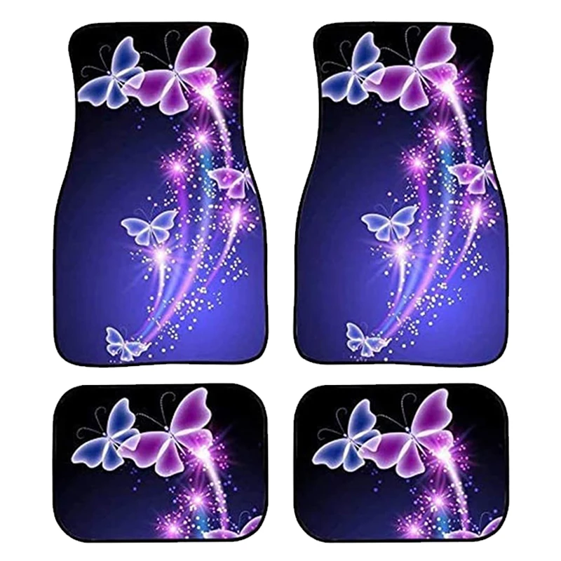 Aimaao Personlized Butterfly Front & Rear Floor Mats For Car Truck SUV & Van All Weather Liners 4 Piece Set Kick Mat