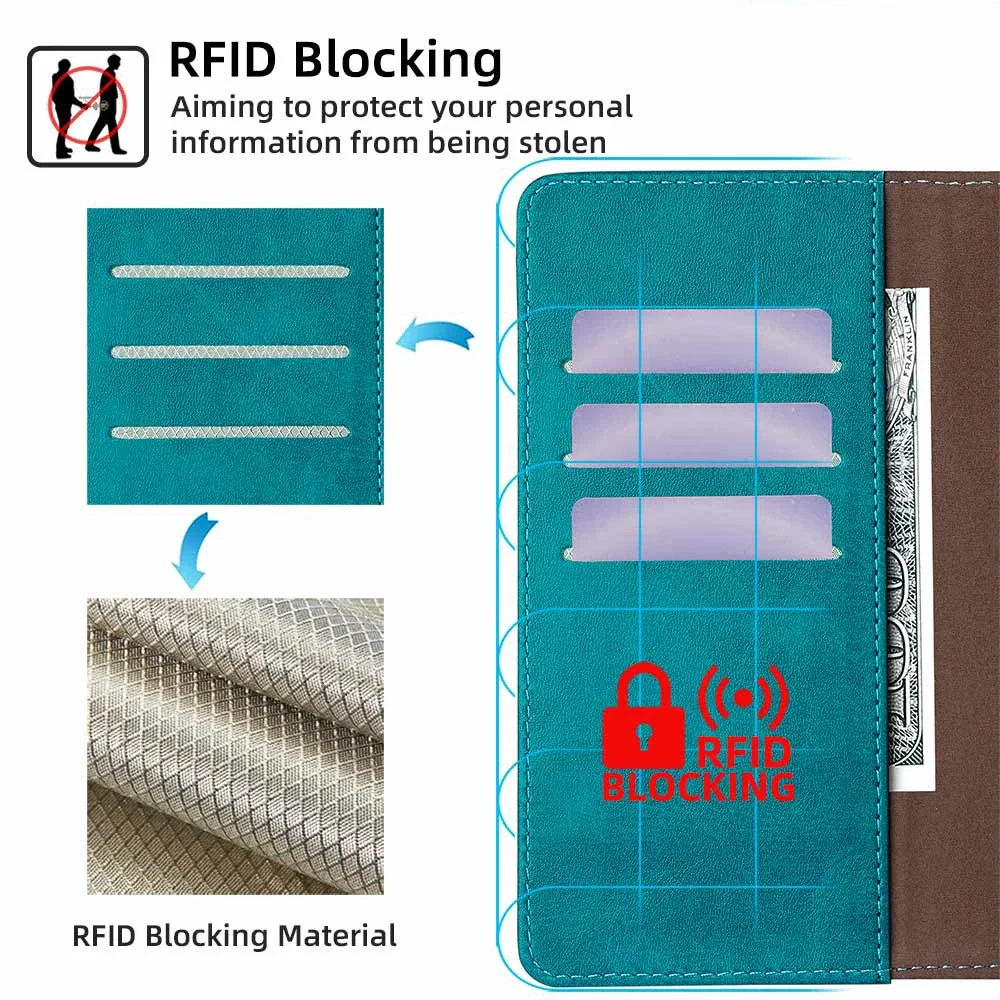 Business Book Style RFID Multi Card Cover For Oneplus 12 12R 11 11R 10 Pro 10T Magnetic Buckle Leather Flip Phone Case Coque