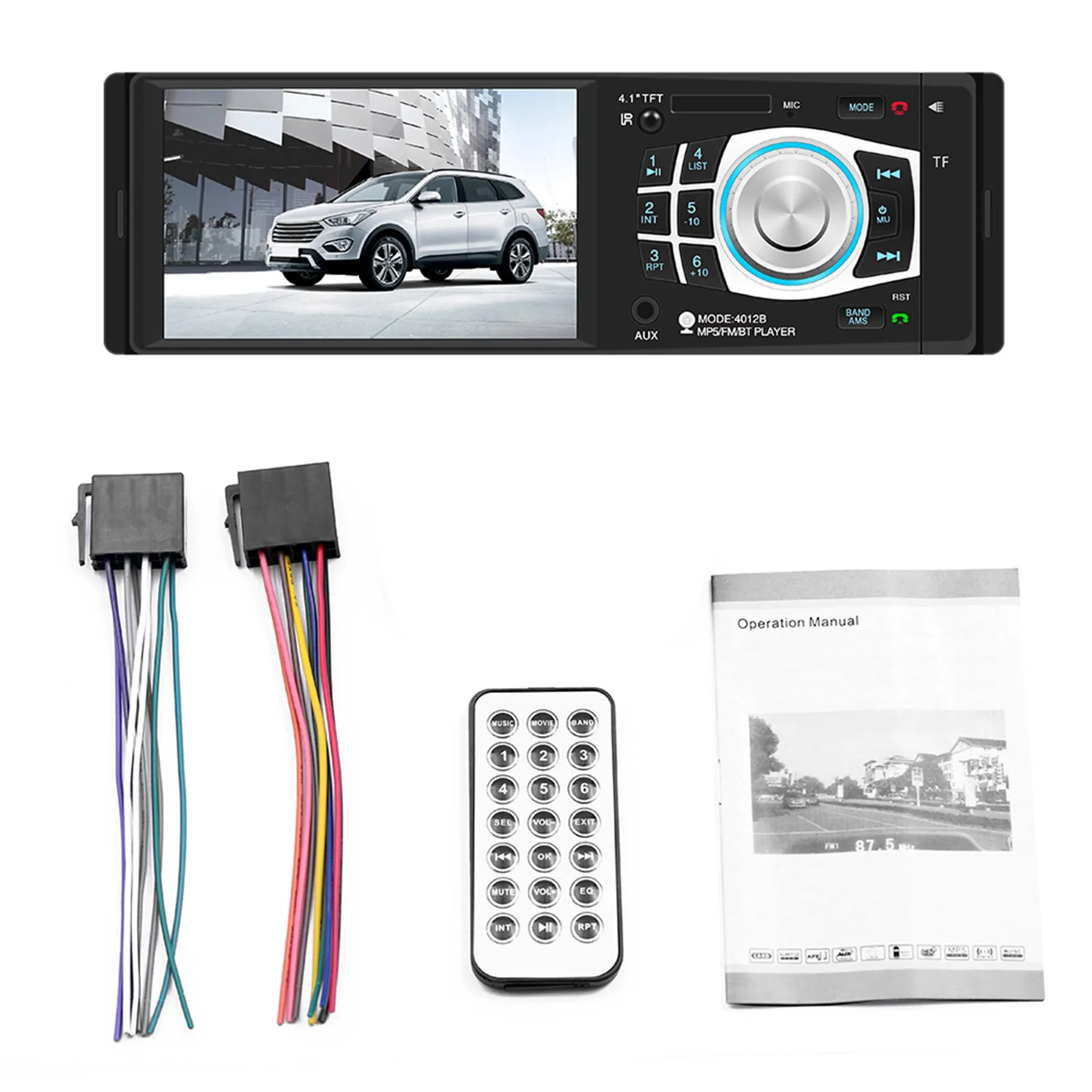 4.1Inch Screen 1 DIN Car Stereo Audio Automotivo Bluetooth with USB USB/SD/AUX Card Autoradio FM MP3 Player PC -4012B