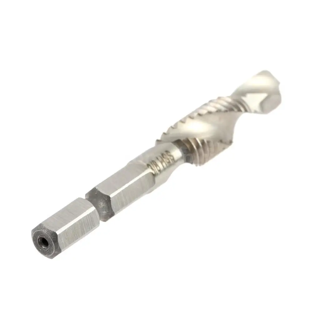 6Pcs Titanium HSS Combination Drill Tap Bit Countersink Hex Shank M3-M10
