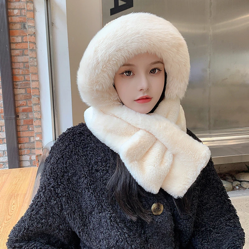 New Women Warm Thick Cute Cap Hat Autumn Winter Lady Multifunction Snood Scarf Knitted Beanie Hat Cap For Women Dropshipping