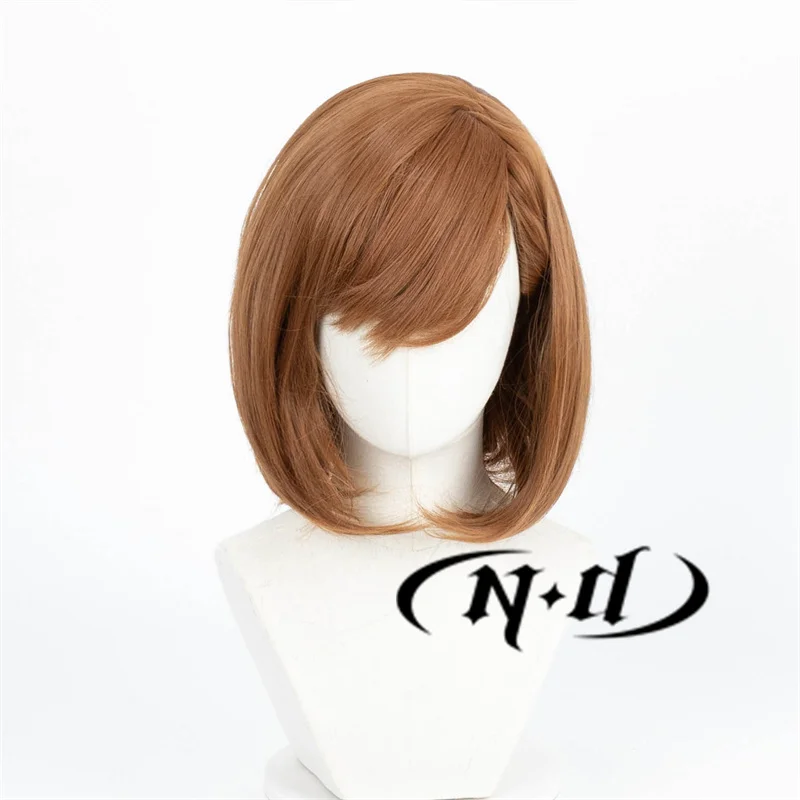 ND Misaka Mikoto Cosplay Wig Anime Toaru Kagaku no Railgun Cosplay Short Chestnut Hair Wig for Halloween Cosplay Party Synthetic