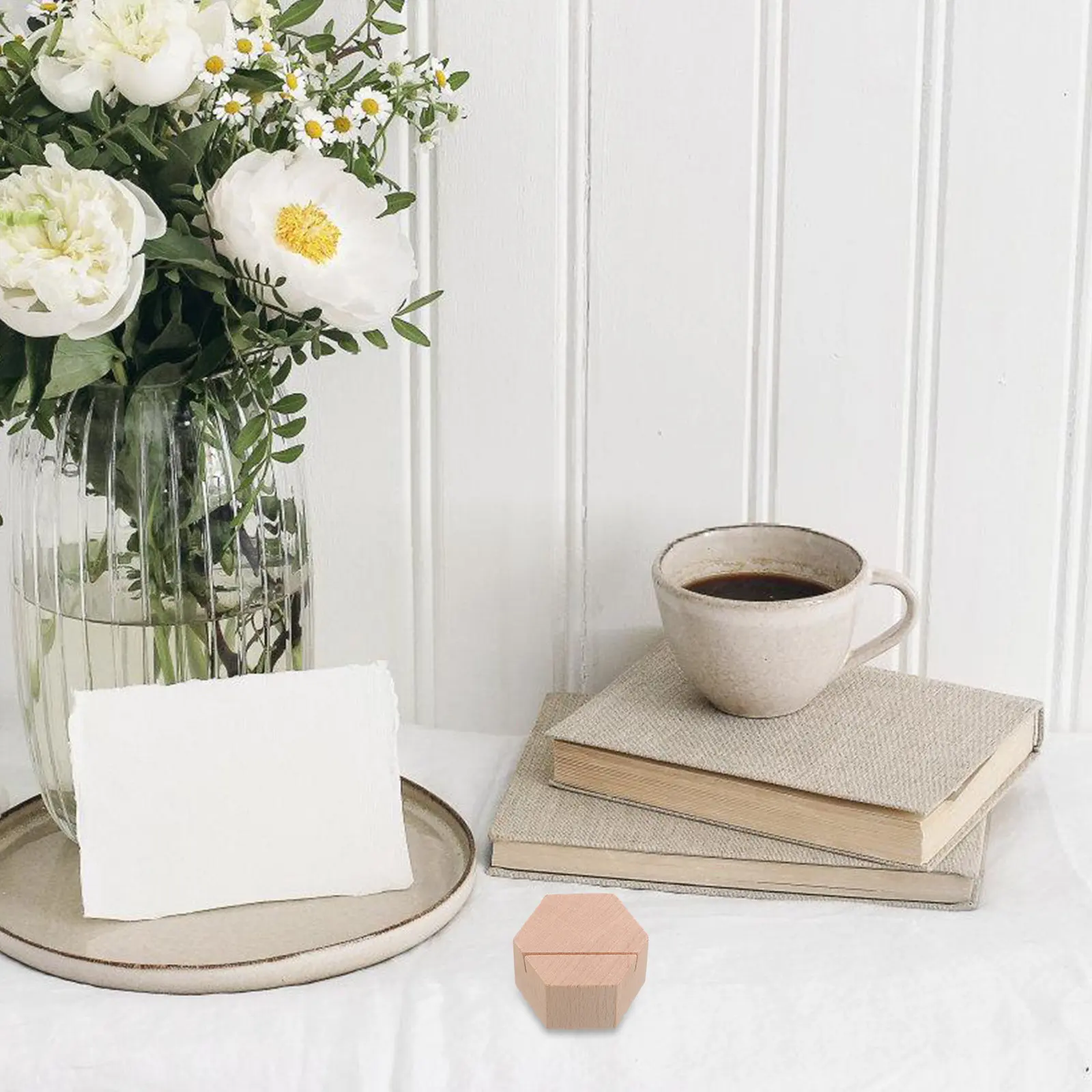 5Pcs Natural Wood Card Holder Hexagon Name Cards Stand Desktop Organizer for Office Desk Decor Wedding Seat Card