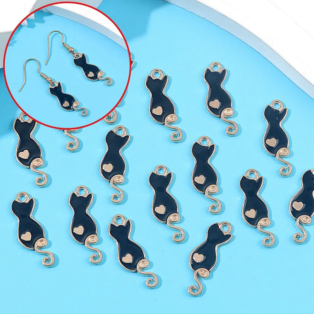 3/8/16pcs Black Cat Shaped Pendant, DIY Earrings, Necklace Jewelry Accessories, Christmas, Thanksgiving, Valentine's Day Gifts