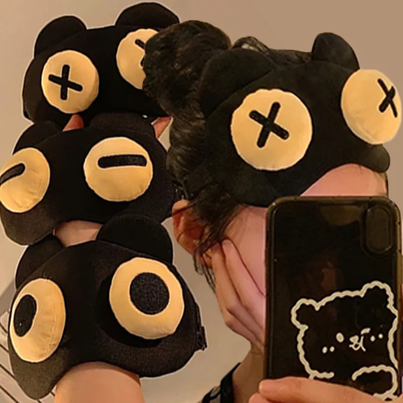 

Cartoon Cute and Funny 3D Eye Black Cat Eye Mask Light-blocking for Quality Sleep Unisex Soft Comfortable Eye Mask with Big Eyes