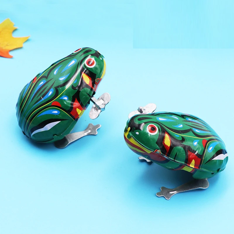 Crianças clássico estanho acabar relógio saltando ferro sapo brinquedo figuras de ação brinquedo para crianças brinquedos clássicos para o presente do menino