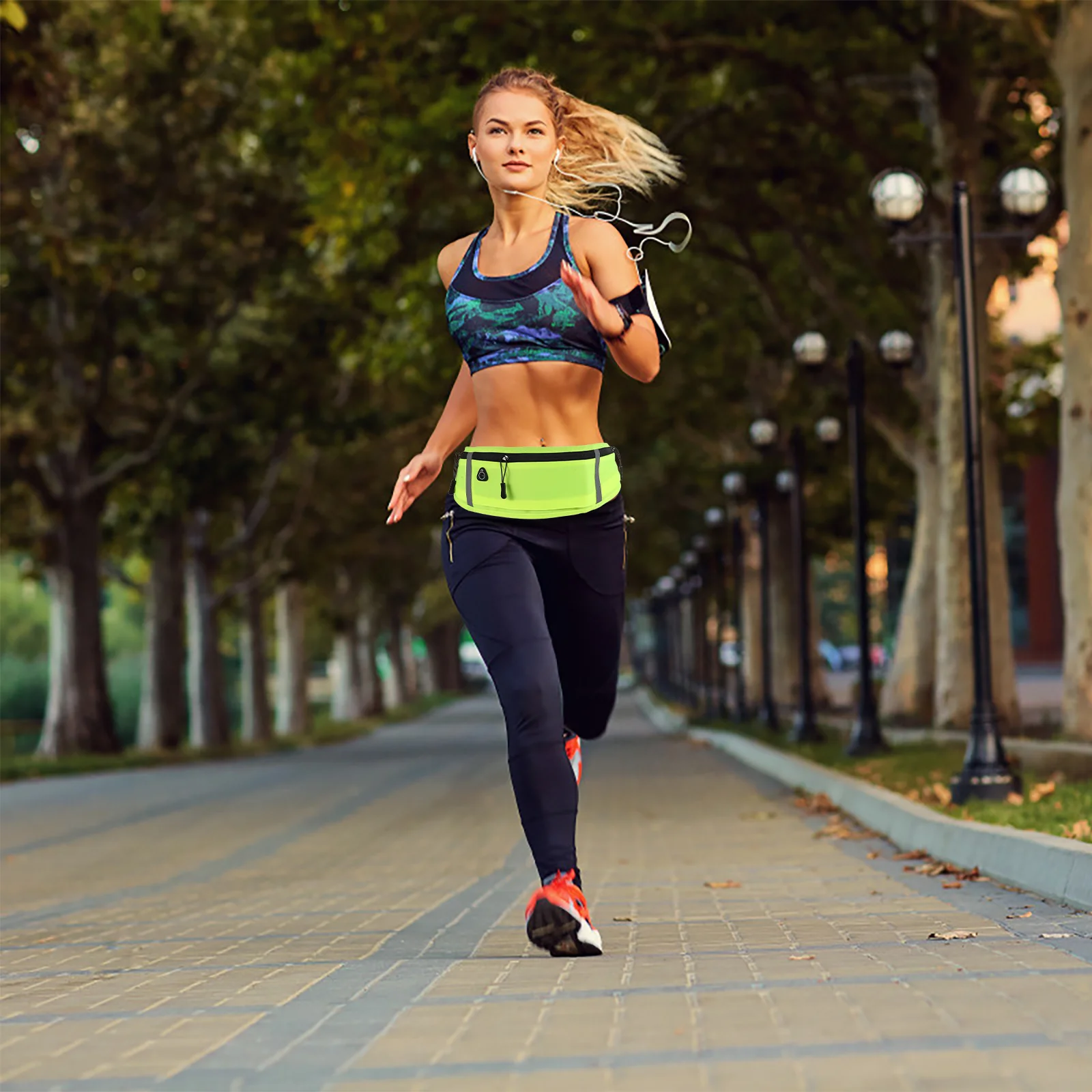 

Спортивная поясная сумка, 1 шт., регулируемая, эргономичная, для бега, с отражающей полосой, водонепроницаемая, с держателем для телефона и музыкального плеера, для мужчин и женщин