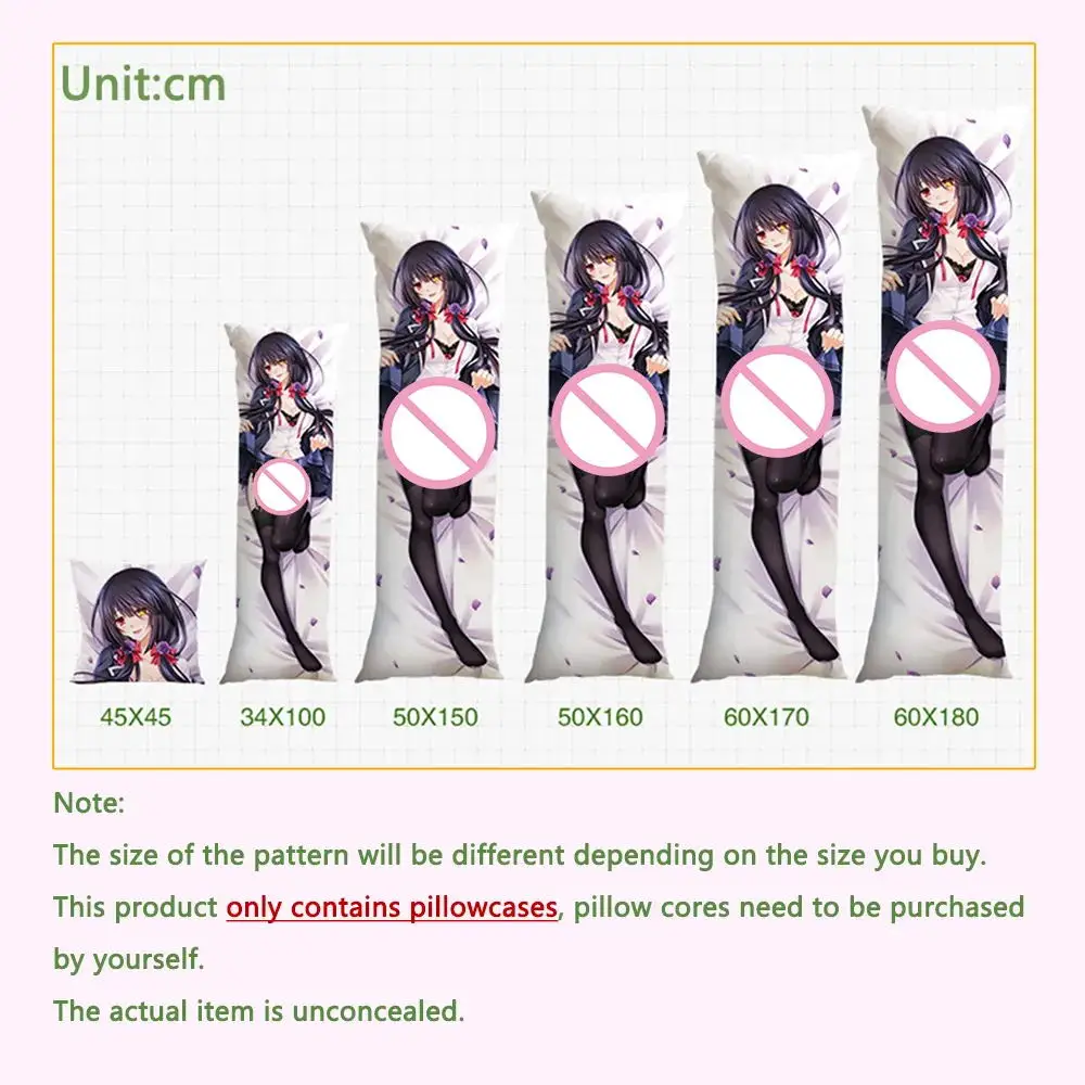 Dakimakura Kurumi Tokisaki Full Body Pillow Case Anime Otaku Pillowcase Game Throw Cushion Cover Bed Decor Gift