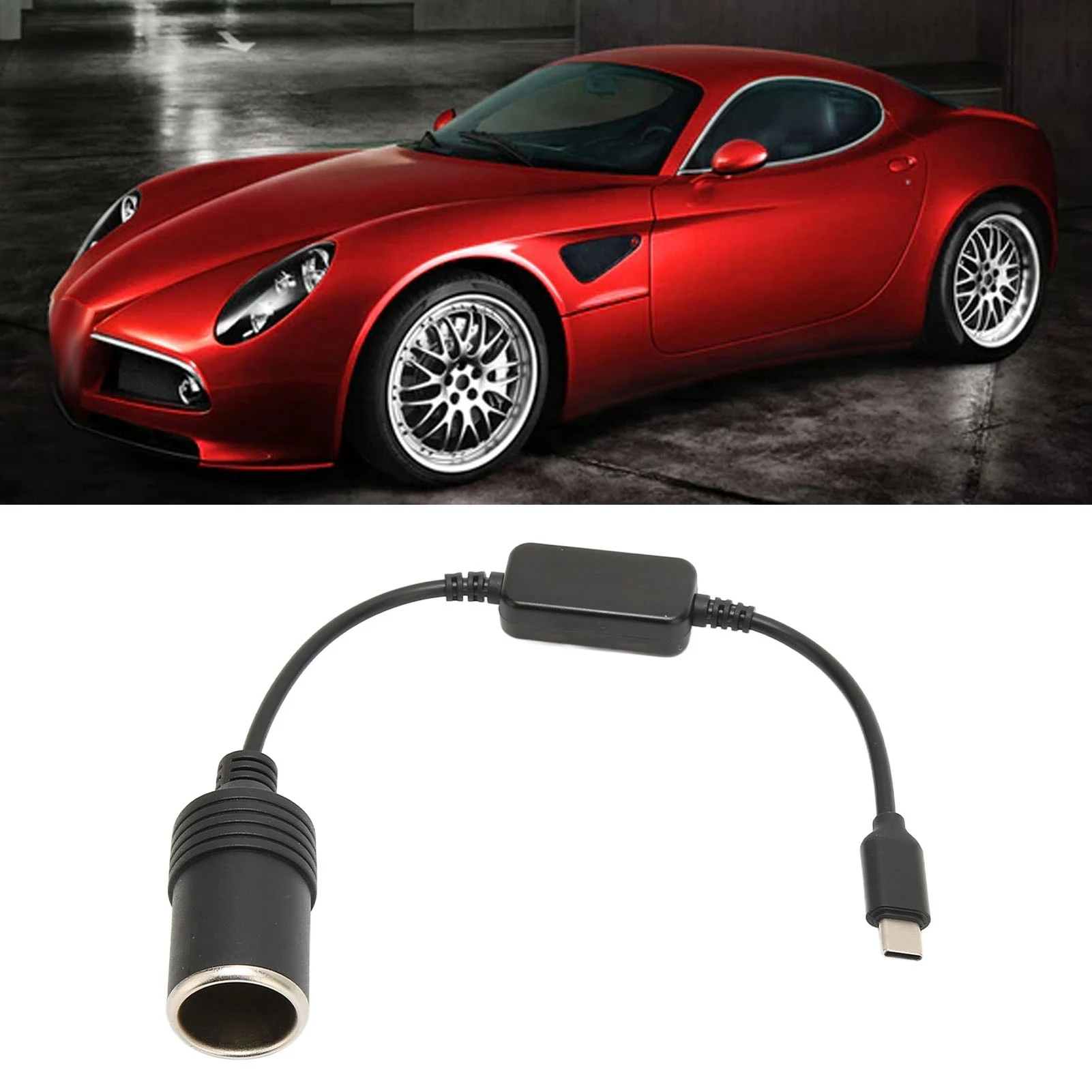 5V USB C To 12V Car Cigarette Lighter Converter Plug and Play Male To Female Car Electronics Accessories for Electronic Dog