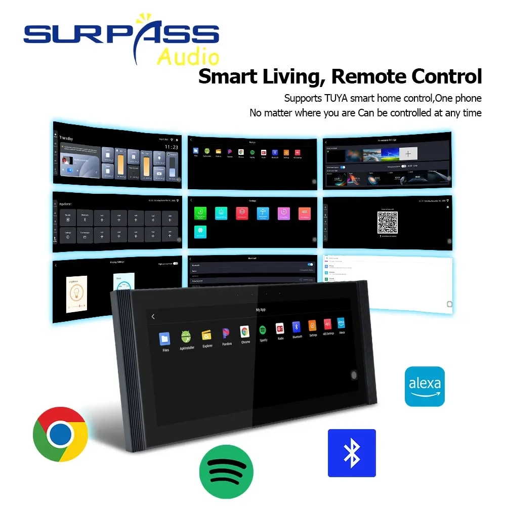 Inteligentny kino domowe Tuya Wifi Zigbee 12.3'' Ścienny wzmacniacz Android 11 Panel dotykowy z zestawem głośników Bluetooth do salonu