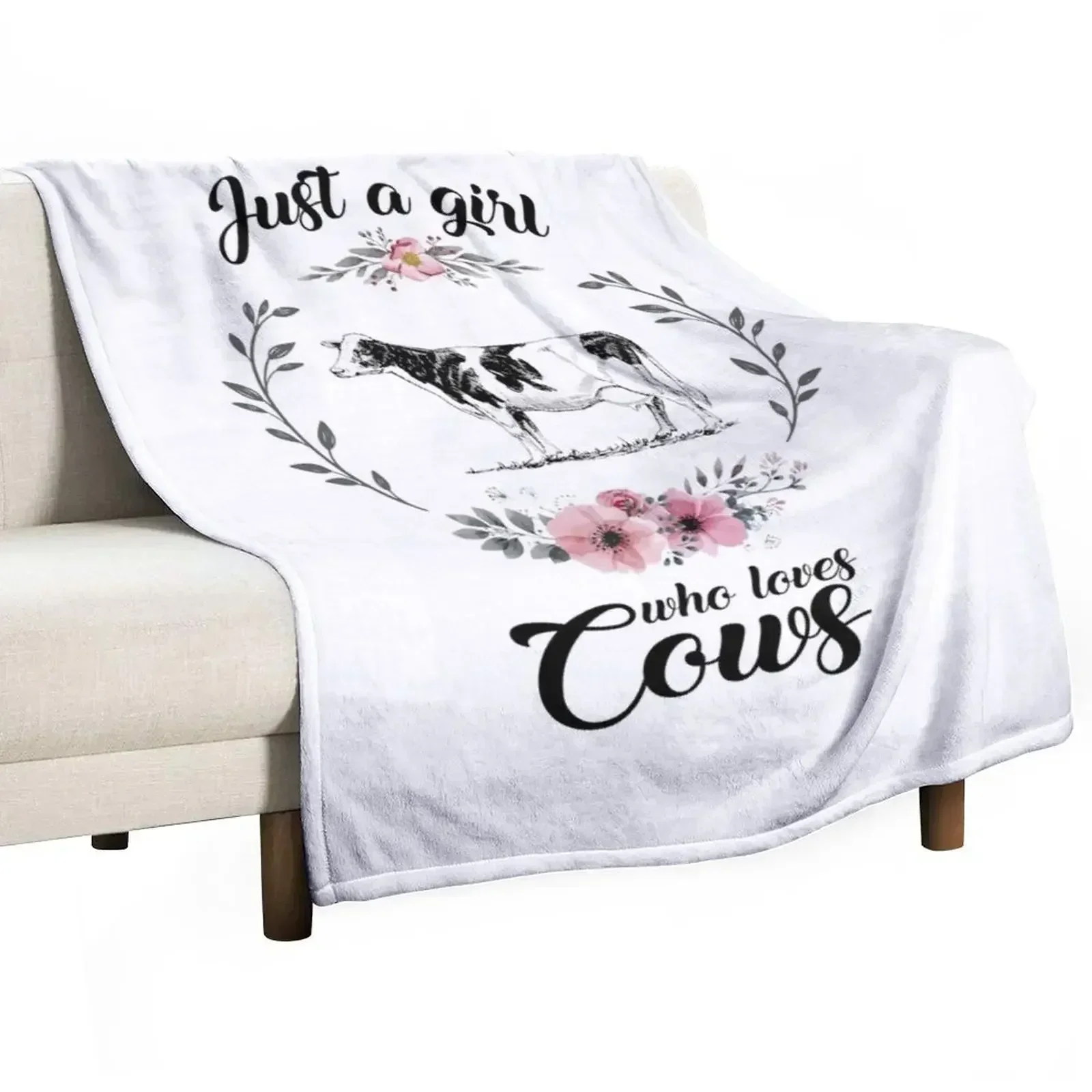 Girl's Cow Just a Girl who loves Cows Cow Lover Cow Mom Owner Gift for Women Farm Gift Throw Blanket Sofa Throw Baby Blankets