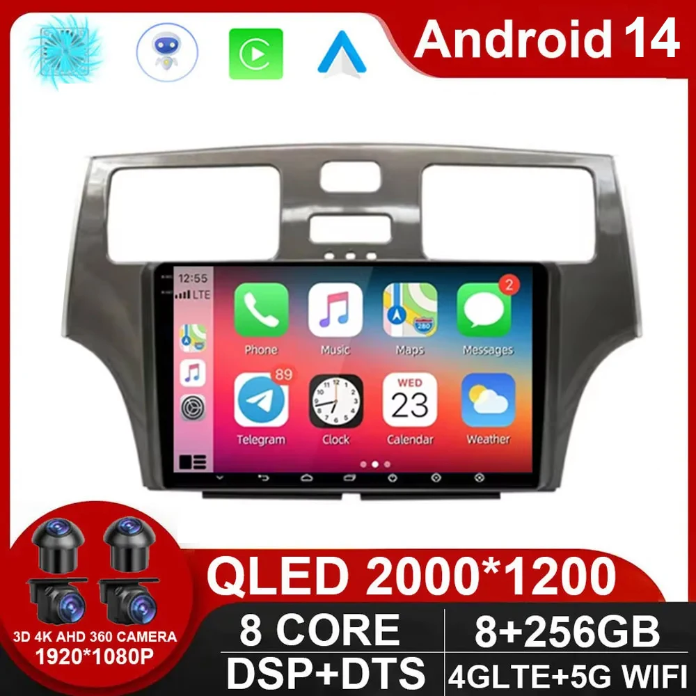 

For Lexus ES300 ES330 XV30 ES250 2001 - 2006 Car Radio Multimedia Video Player Android 14 Auto Carplay GPS Stereo NO 2Din DVD