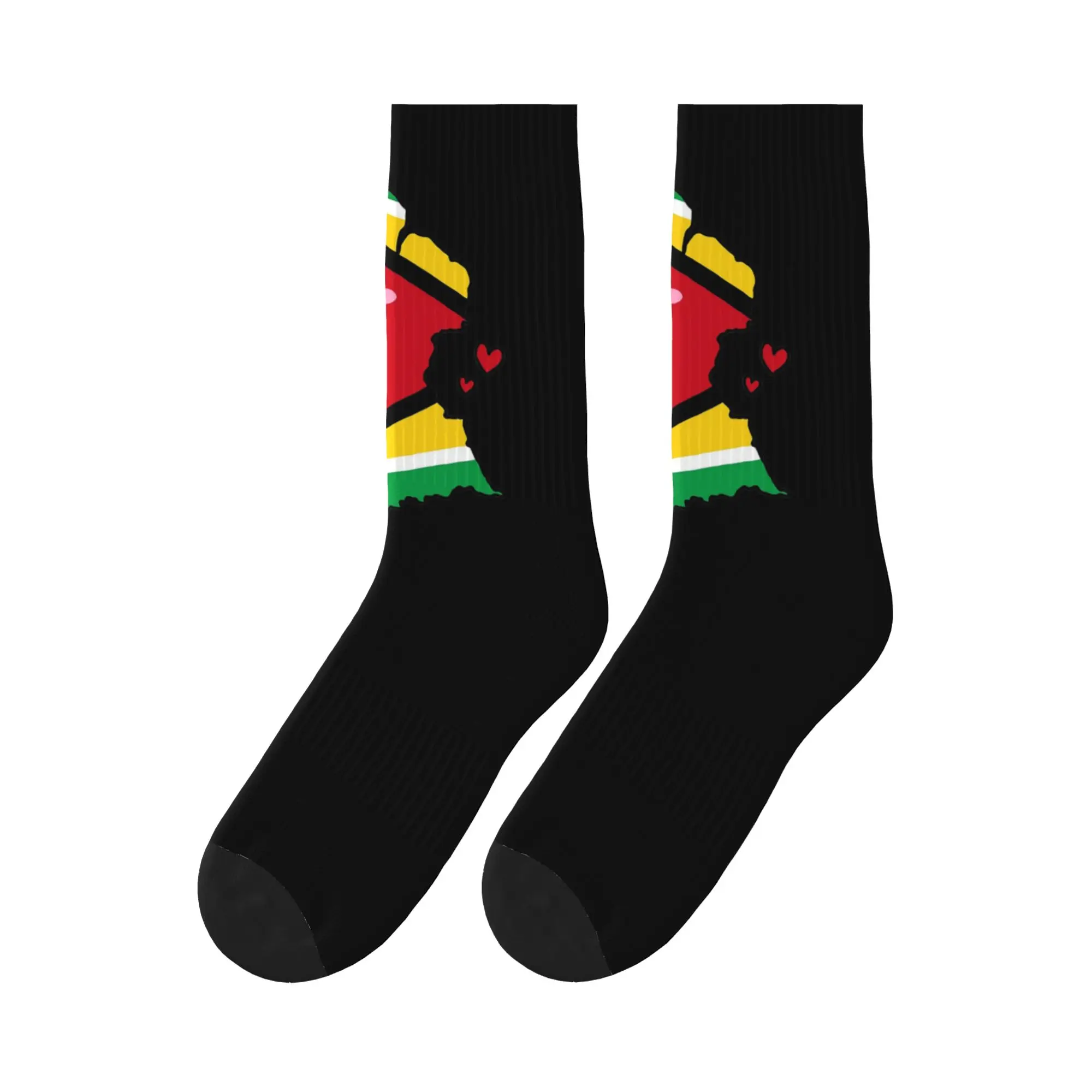 

Guyana Flag Map Smile with Love Sports Socks High Quality Stockings All Season Long Socks for Man's Woman's Christmas Gifts