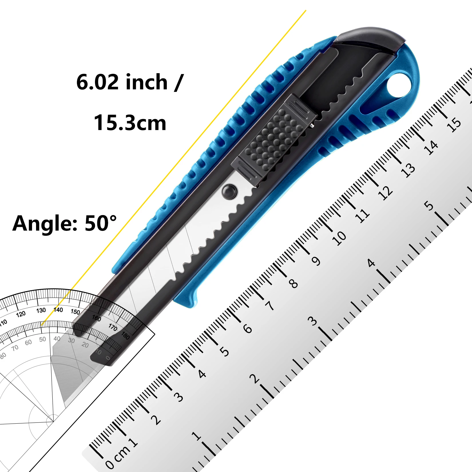 Box Cutter Retractable, Auto-Lock Utility Knife, 0.7Inch/18mm Box Knife with 10 Blades, ABS Handle Box Opener for Cutting Boxes