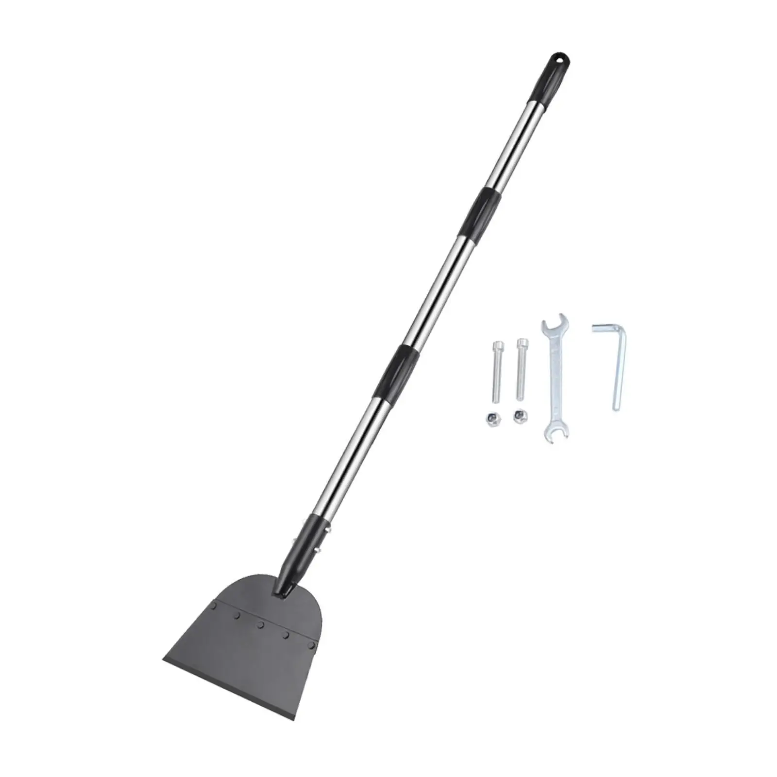 Stainless Steel Snow Shovel with Adjustable Pole Ice Breaker Flat Shovel Head for Lawn Edge Garden Cleaning Work