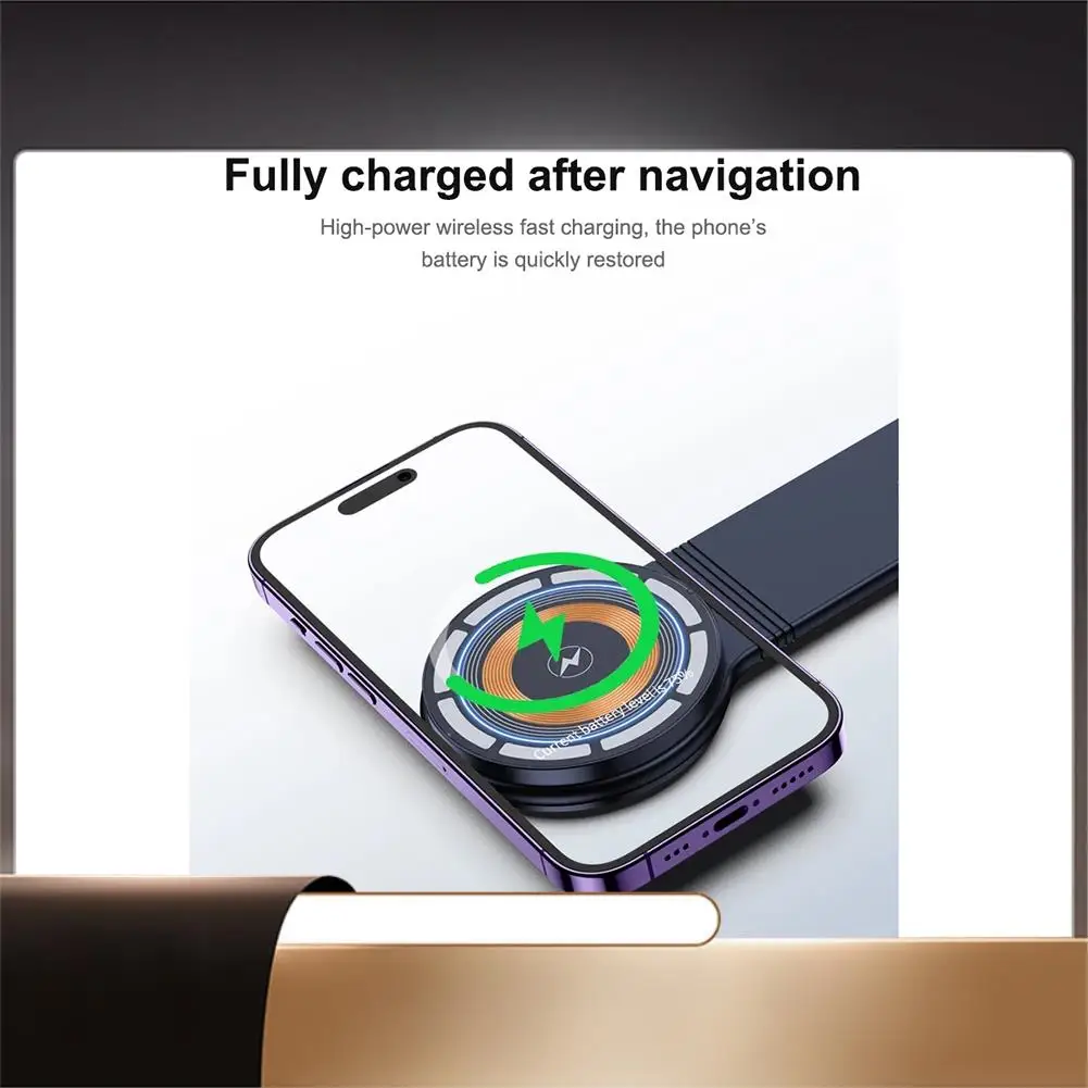 

360 Degree Rotation Adjustable Magnetic Car Phone Holder Wireless Charging Panel Magnet Suction Mobile Phone Bracket-N35R