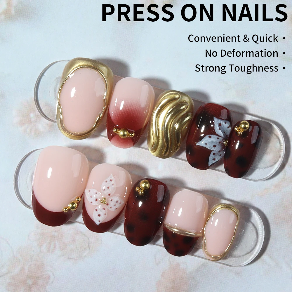 24Pcs Y2K Long Ellipse 3d geln - Nail Art Flower ulasan dan harga