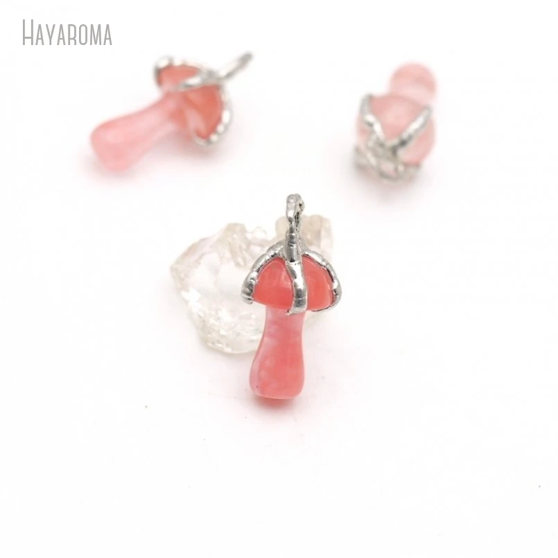 10Pcs Wholesale  Soldered Mushroom Handmade Jewelry Tin Watermelon Crystal Pendant PM50154