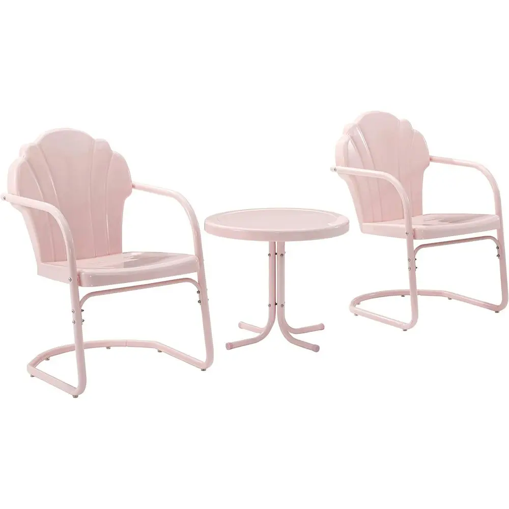 

Retro Pink Outdoor 3-Piece Patio Chair and Side Table Set
