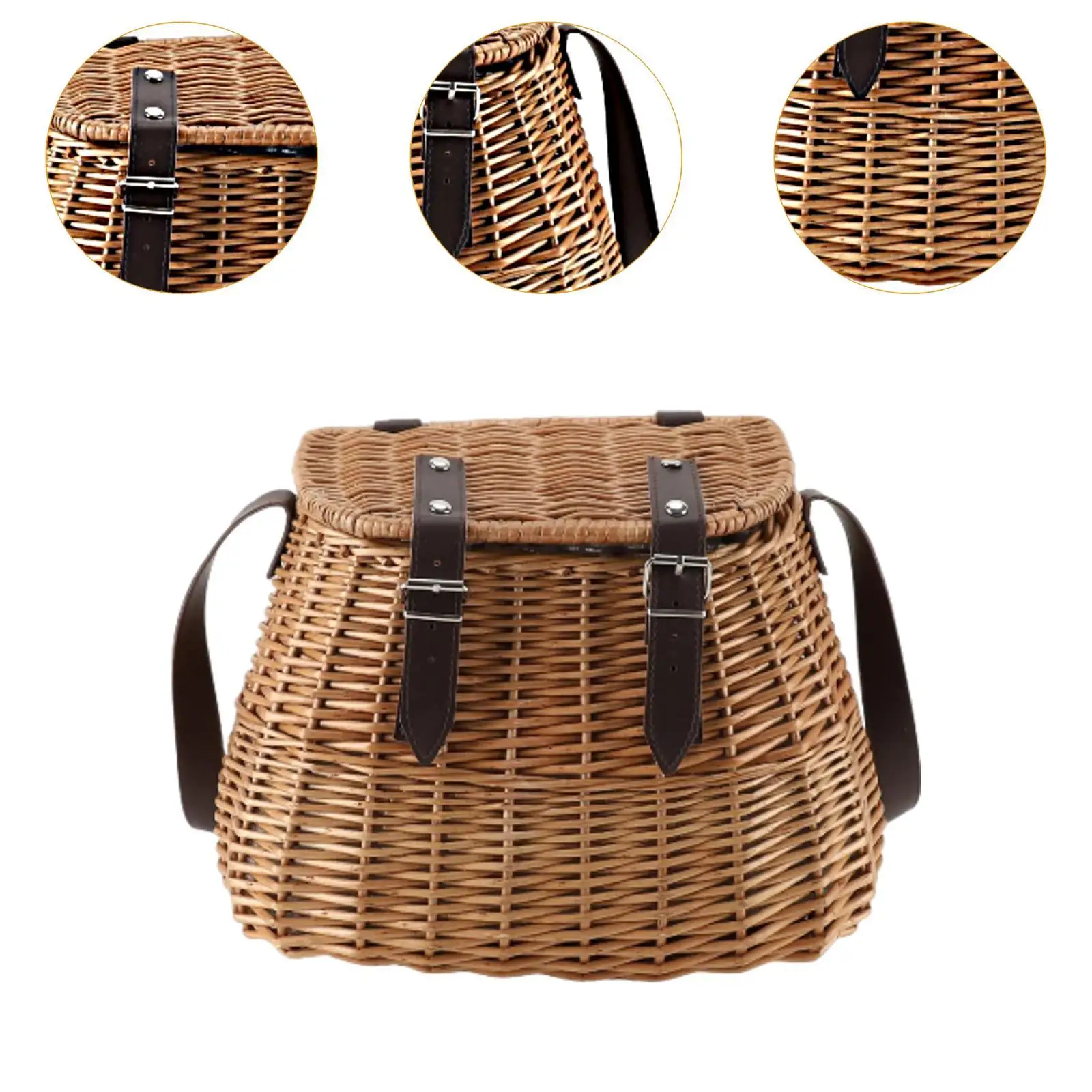 Handwoven Basket Practical Grocery Basket Large Capacity Crossbody Storage Basket for Party Gathering Garden Wedding Festival