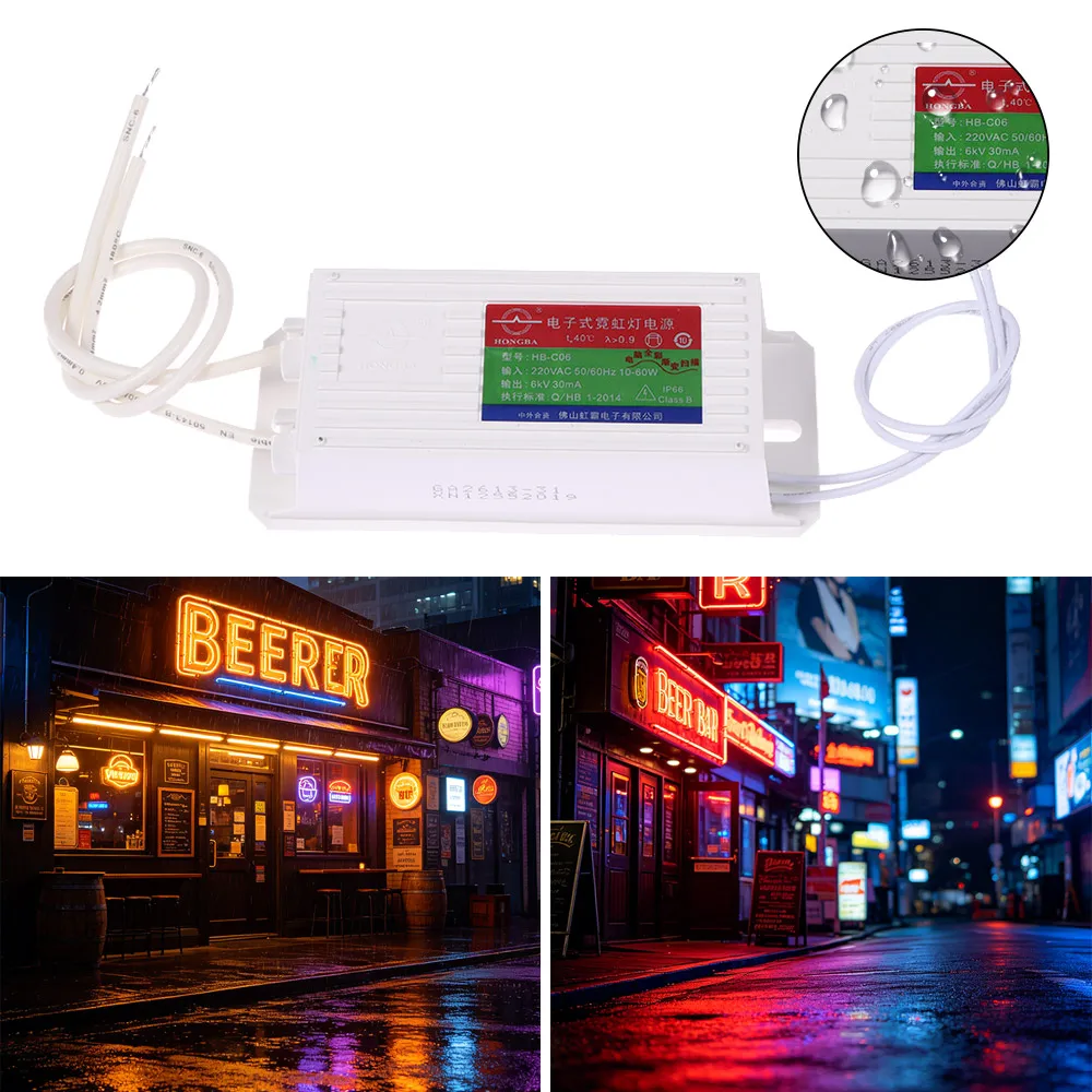 6KV 30mA Neon Electronic Transformer 220V Input Waterproof Neon Sign Power Supply Load 2-6m High Frequency