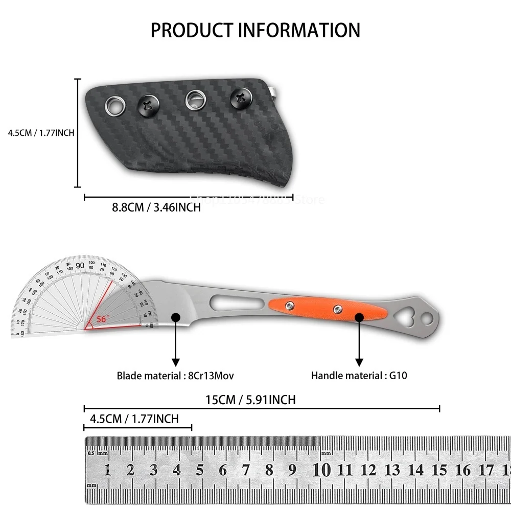 Outdoor Fixed Blade Knife for Camping & Hiking Utility EDC Cutter Tool, Portable Multipurpose G10 Handle Field Adventure Knife