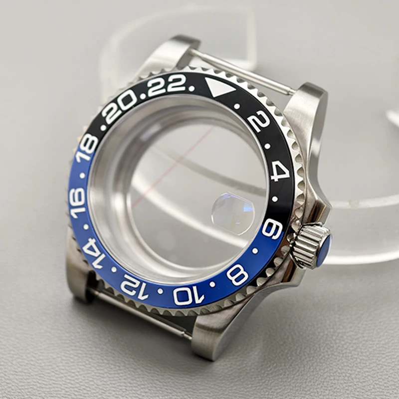 40mm Silver SUB Watch Case Sapphire Glass For 4R36 4R35 NH35 NH36 7S Movement Transparent Back Cover Men's SUB Watch Case Refit