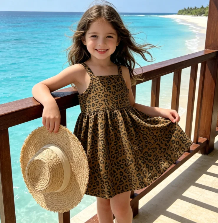 Girls Dress 2026 Spring and Summer New Children's Clothing Korean Style Girl Baby Cool Leopard Print Halterbelt Skirt
