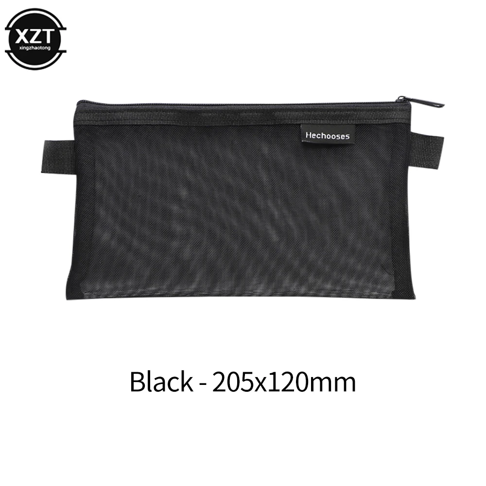 Sac à crayons portable en maille transparente, carré et narmignon, sac en poudre pour stylo, fournitures scolaires et de bureau, étui de papeterie créatif, 1 PC