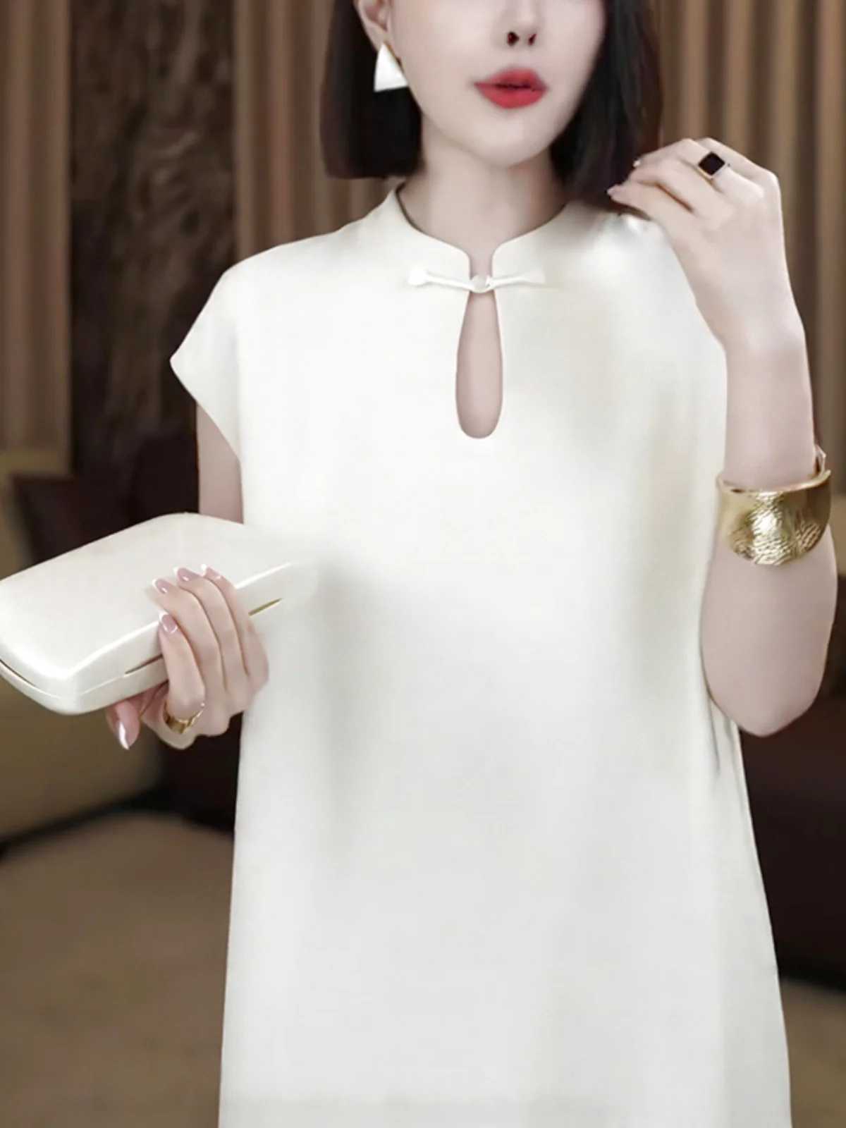 

Gtuq Simple New Chinese Sle Long Svel Women's Dr Summer Trendy T-irt Dr Commute Sle Loose Fit Resin C...