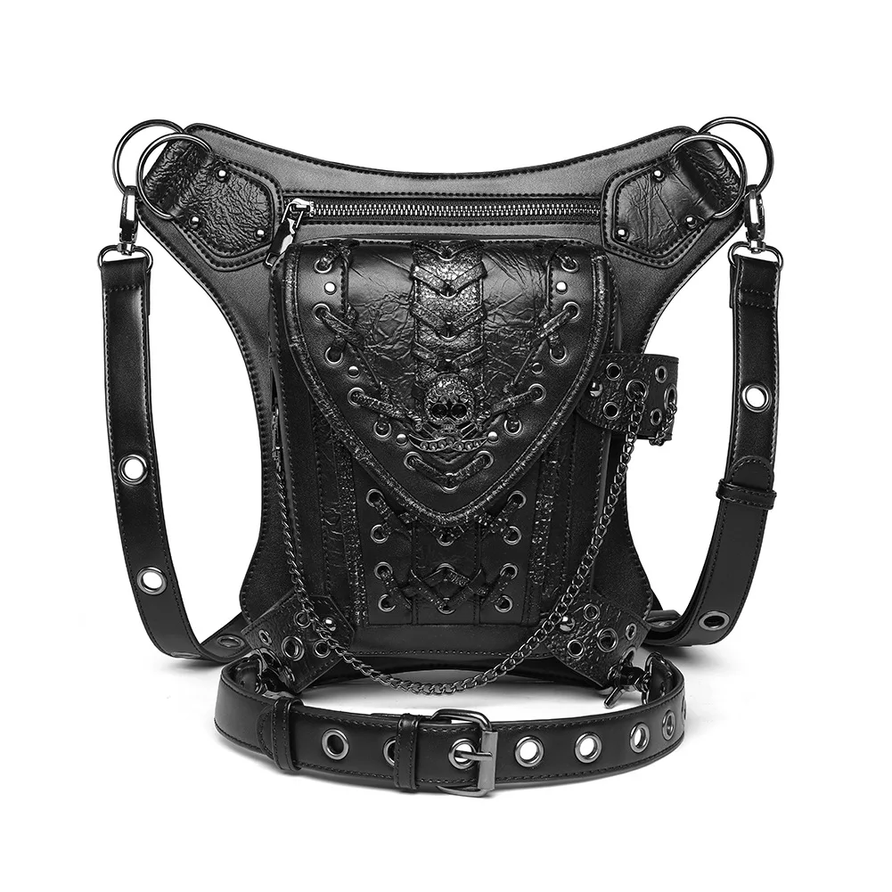 

Women Bag Steampunk Chain Leg Bag Motorcycle Bag Shoulder Bags Messenger Bag Travel Waist Bag Men Fanny Pack Belt Bag Bum Bag