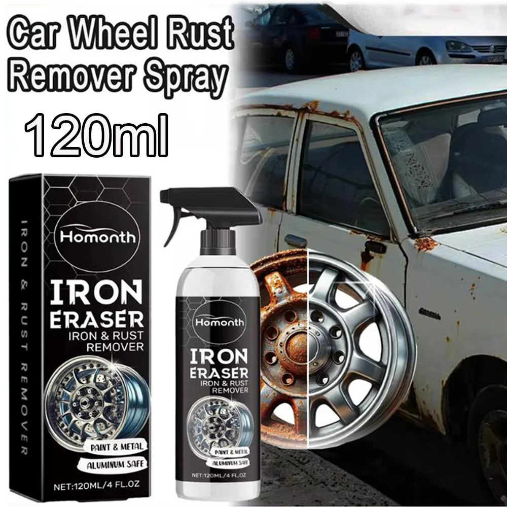 Car Wheel Rust Remover Spray Effective Cleaner for Alloy Rims & Tire Stains Fast-Acting Formula for Car Detailing Restores Shine